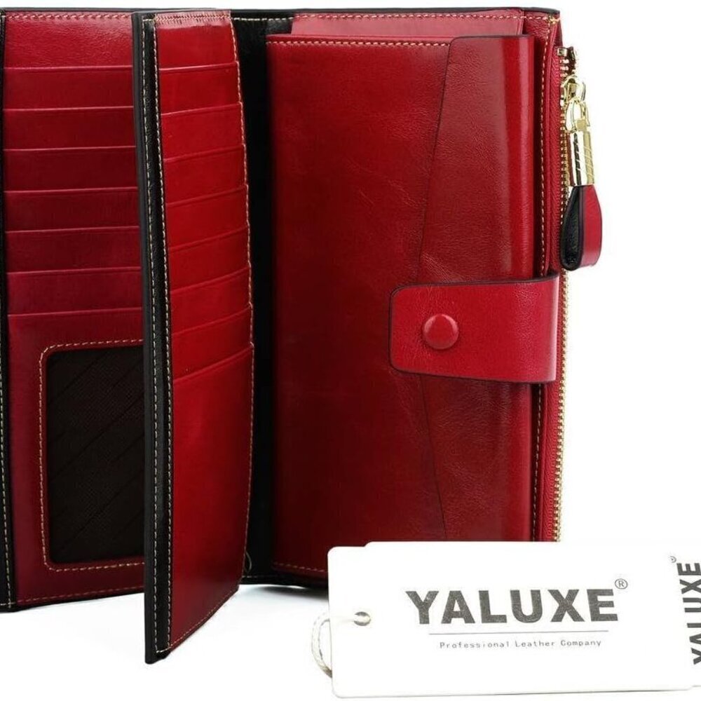 Women's Genuine Leather Wallet RFID Blocking Multi Card Holder with Cell Phone P - Picture 7 of 7